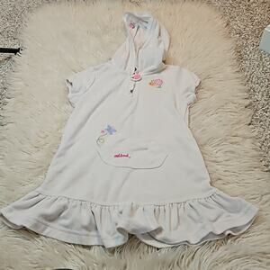 OshKosh Girls White Hooded Terry Short Sleeve Swim Coverup Girls size 5